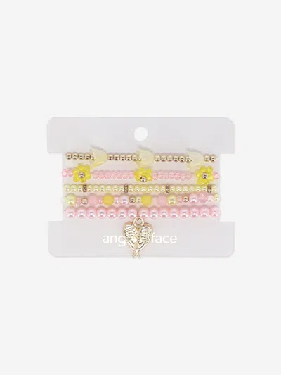 Shop Angel's Face Girls Sherbert Flower Bracelet Set In Yellow