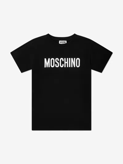 Shop Moschino Girls Logo T-shirt Dress In Black