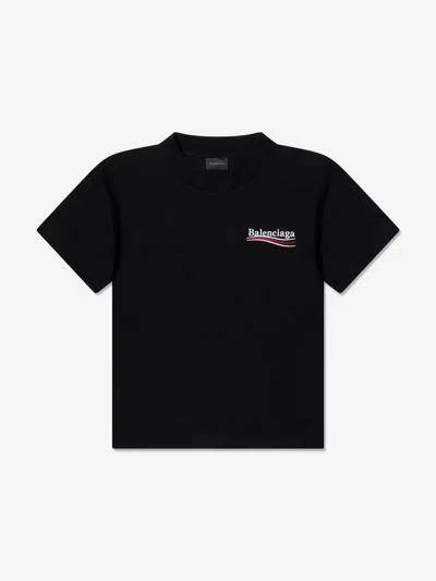 Shop Balenciaga Political Logo T-shirt Size 6 Yrs In Black