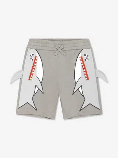 Shop Stella Mccartney Boys Shark Shorts In Grey