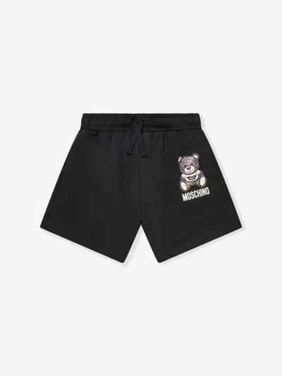 Shop Moschino Girls Teddy Logo Shorts In Black