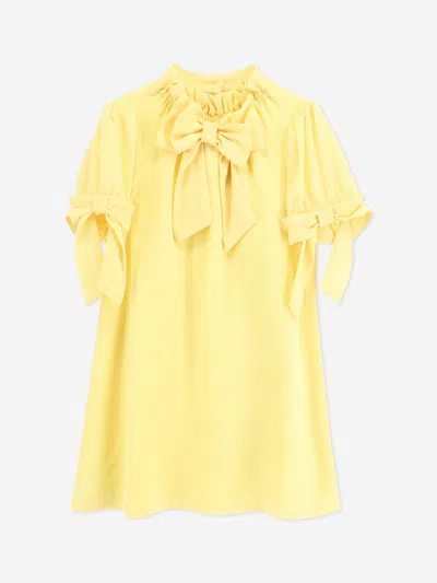 Shop Angel's Face Girls Fernie Bow Trim Dress In Yellow