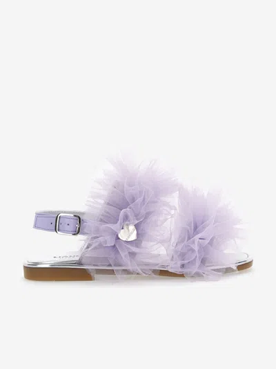 Monnalisa Girls Ruched Tulle Sandals In Purple