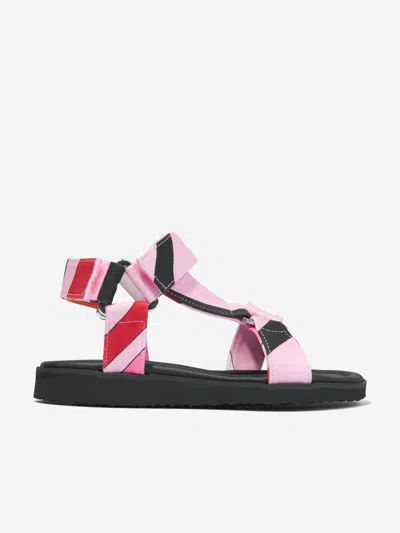 Shop Emilio Pucci Girls Marmo Print Sandals In Multicoloured
