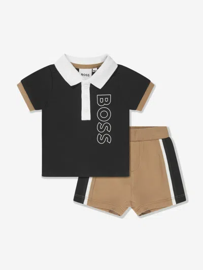 Shop Hugo Boss Baby Boys Polo Shirt And Shorts Set In Black