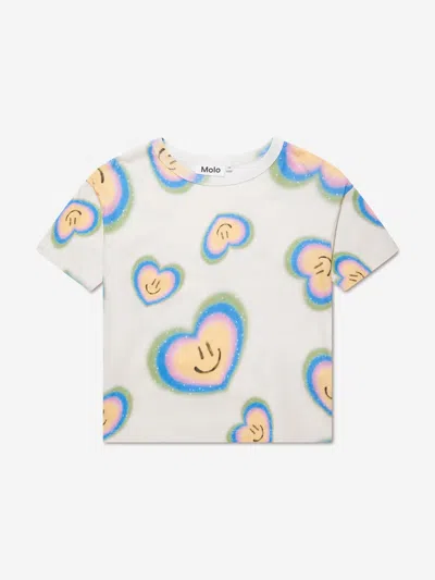 Shop Molo Girls Aura Hearts T-shirt In Ivory