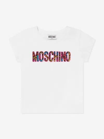 Shop Moschino Girls Animal Print Logo T-shirt In White