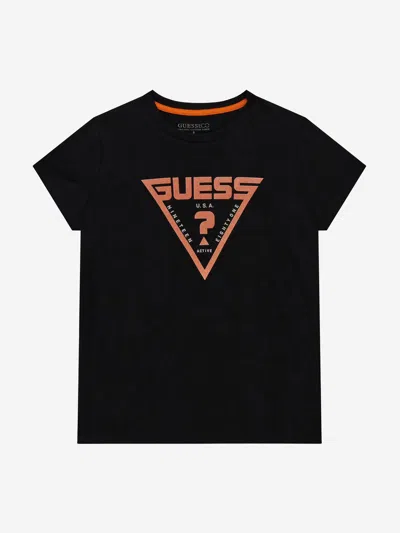 Shop Guess Boys Logo T-shirt In Black
