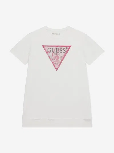 Shop Guess Girls Logo T-shirt In White