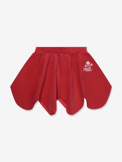 Kenzo Scalloped Cotton Skirt In Red