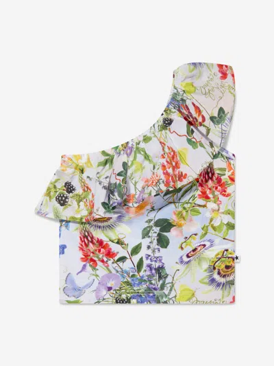 Shop Molo Girls Organic Cotton Raelyn Asymmetrical Top In Multicoloured