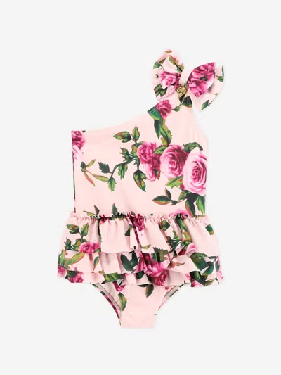 Shop Angel's Face Girls Galina Roses Swimsuit In Pink