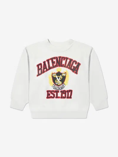 Shop Balenciaga Varsity Logo Sweatshirt In White