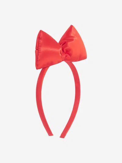 Shop Mini Rodini Girls Satin Bow Headband In Red