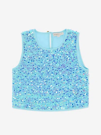 Angel's Face Girls Diva Sequin Top In Blue