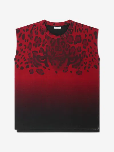 Shop Dolce & Gabbana Boys Cotton Leopard Tank Top 12 Yrs Multicoloured