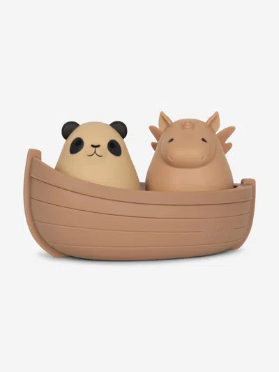 Shop Konges Slojd Baby Panda And Unicorn Boat Bath Toys In Multicoloured