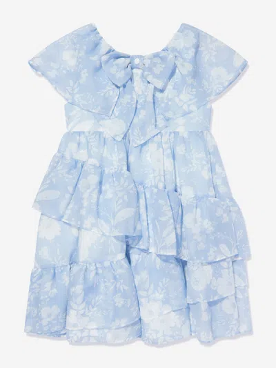 Shop Patachou Girls Ruffle Dress In Blue