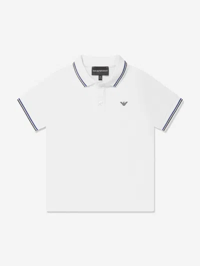 Shop Emporio Armani Boys Logo Polo Shirt In White