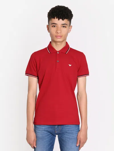 Shop Emporio Armani Boys Logo Polo Shirt 16 Yrs Red