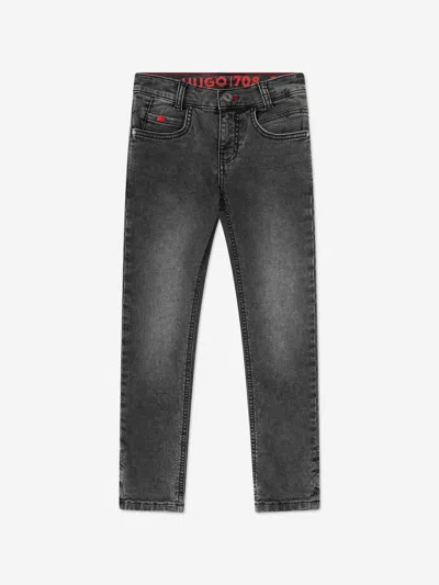 Shop Hugo Boys Slim Fit Denim Jeans In Black