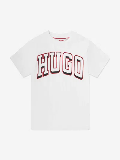 Shop Hugo Boys Logo Print T-shirt In White