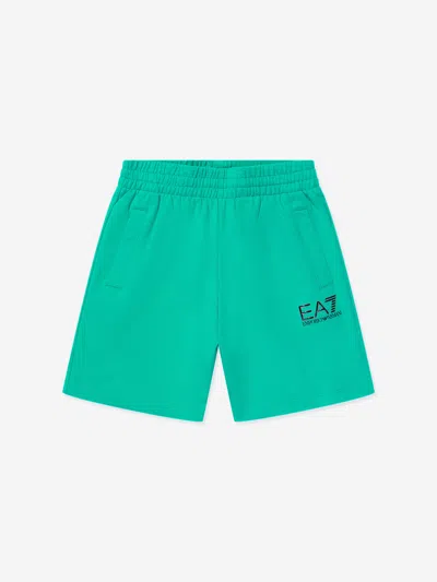Shop Ea7 Boys Logo Shorts In Green