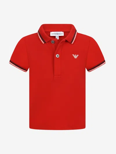 Shop Emporio Armani Baby Boys Logo Polo Shirt Size 12 Mths In Red