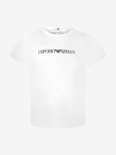 Shop Emporio Armani Baby Boys Pima Cotton Logo T-shirt 36 Mths White