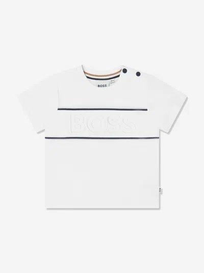 Shop Hugo Boss Baby Boys Embroidered Logo T-shirt In White