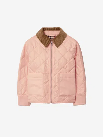 Shop Burberry Girls Quilted Otis Jacket In Pink