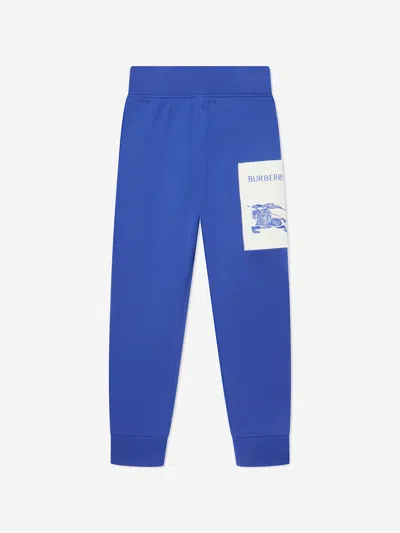 Shop Burberry Boys Ekd Label Sidney Joggers In Blue