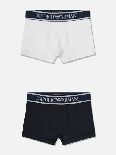 Shop Emporio Armani Boys 2 Pack Boxer Shorts Set In Blue