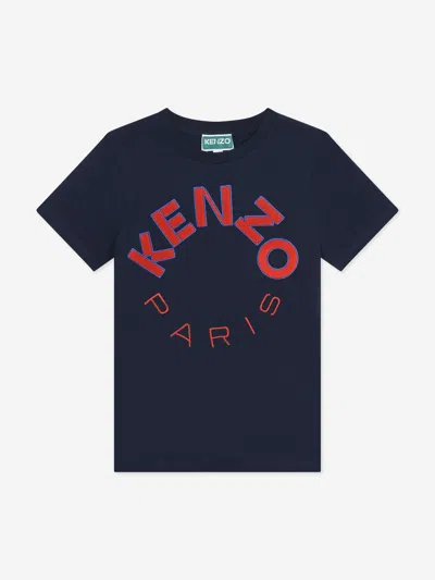 Shop Kenzo Kids Paris Logo T-shirt In Blue