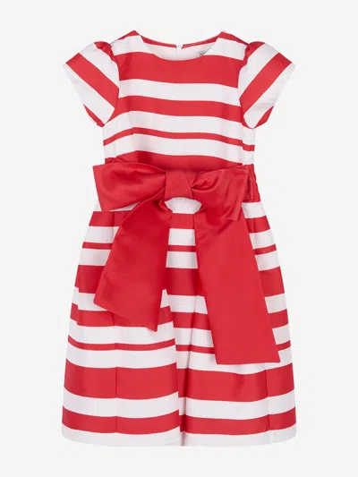 Shop Mama Luma Girls Striped Classic Dress In Red