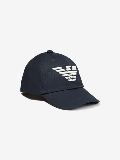 Shop Emporio Armani Boys Logo Cap In Blue