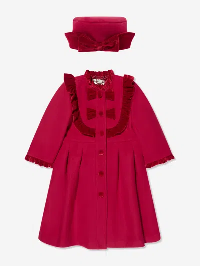 Shop Sarah Louise Girls Coat And Hat Set In Red