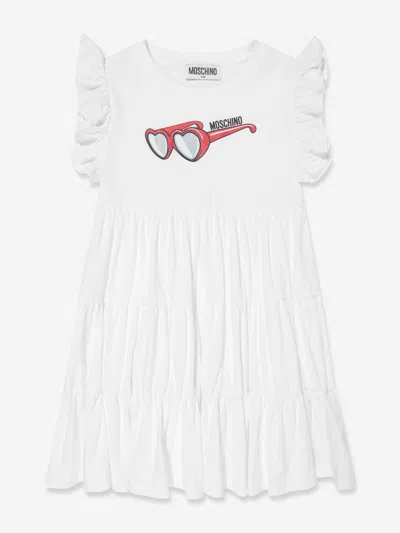 Shop Moschino Girls Cotton Sunglasses Dress In White