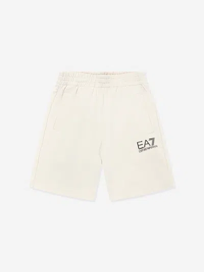 Shop Ea7 Boys Logo Shorts In Beige