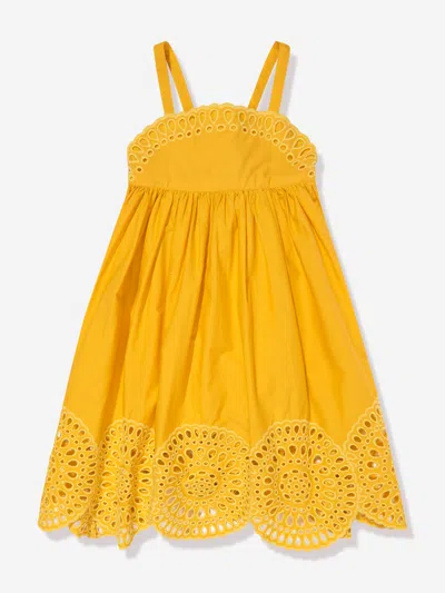 Shop Stella Mccartney Girls Crocheted Dress In Yellow