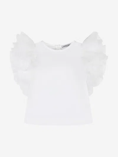 Shop Mama Luma Girls Organza Flared Shoulder Blouse In White