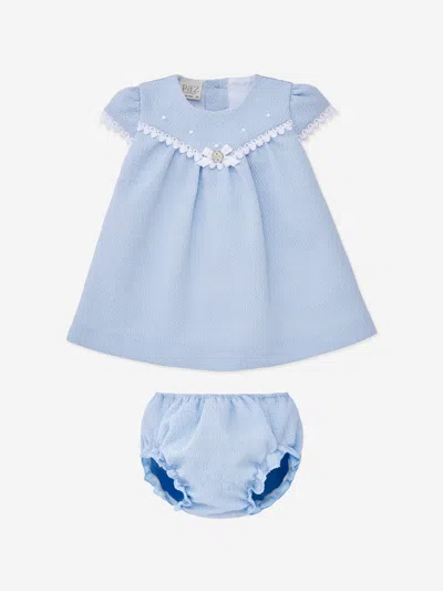 Shop Paz Rodriguez Baby Girls Dress With Knickers Set In Blue
