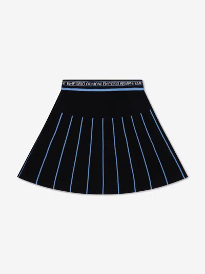 Shop Emporio Armani Girls Pleated Skirt In Blue