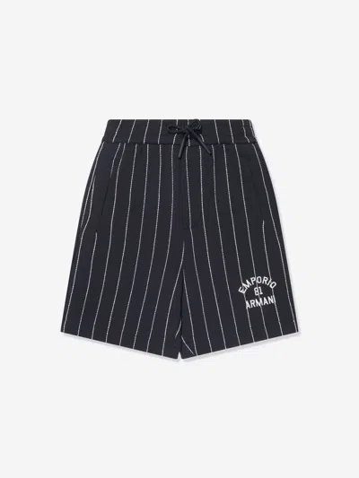 Shop Emporio Armani Boys Striped Shorts In Blue