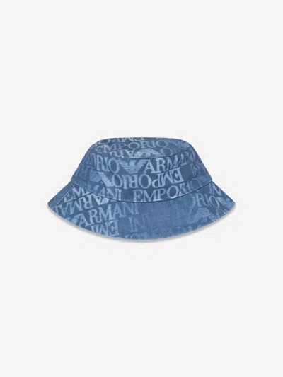 Shop Emporio Armani Kids Logo Bucket Hat In Blue