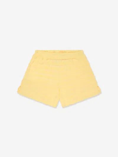 Shop Emporio Armani Girls Striped Logo Shorts In Yellow
