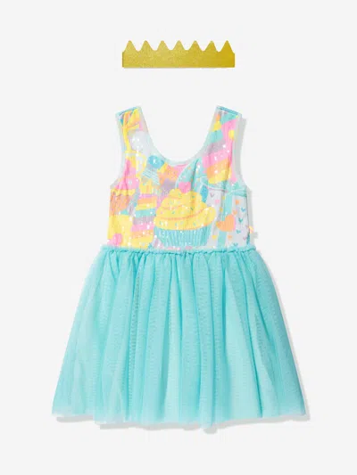 Shop Billieblush Girls Dress With Glitter Crown In Blue