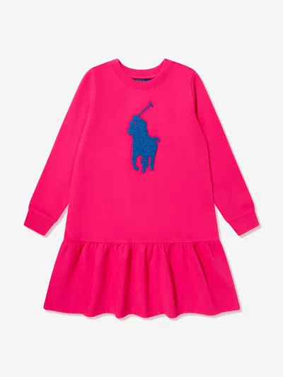 Shop Ralph Lauren Girls Logo Jersey Dress In Pink