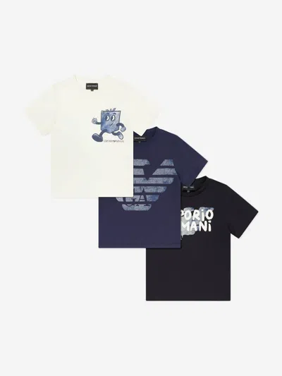 Shop Emporio Armani Boys 3 Pack T-shirt Set In Multicoloured