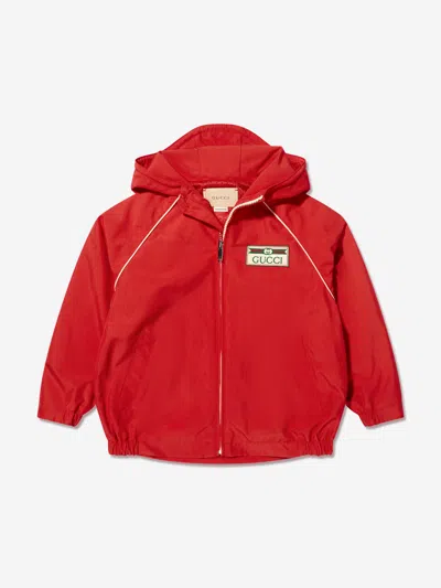 Shop Gucci Kids Zip Up Jacket In Red